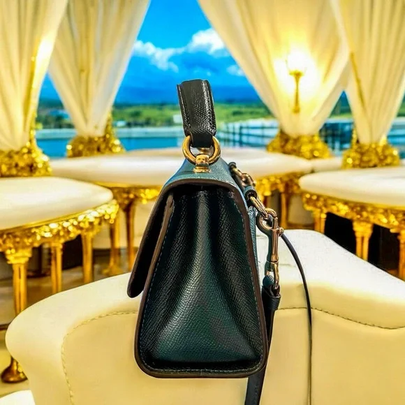 Rare! COACH Tilly Satchel 23 in Turquoise/Teal Colorblock - Picture 2 of 12